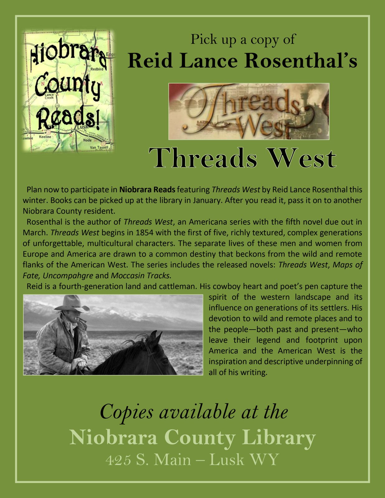 Niobrara County Reads Reid Lance Rosenthal! Niobrara County Library