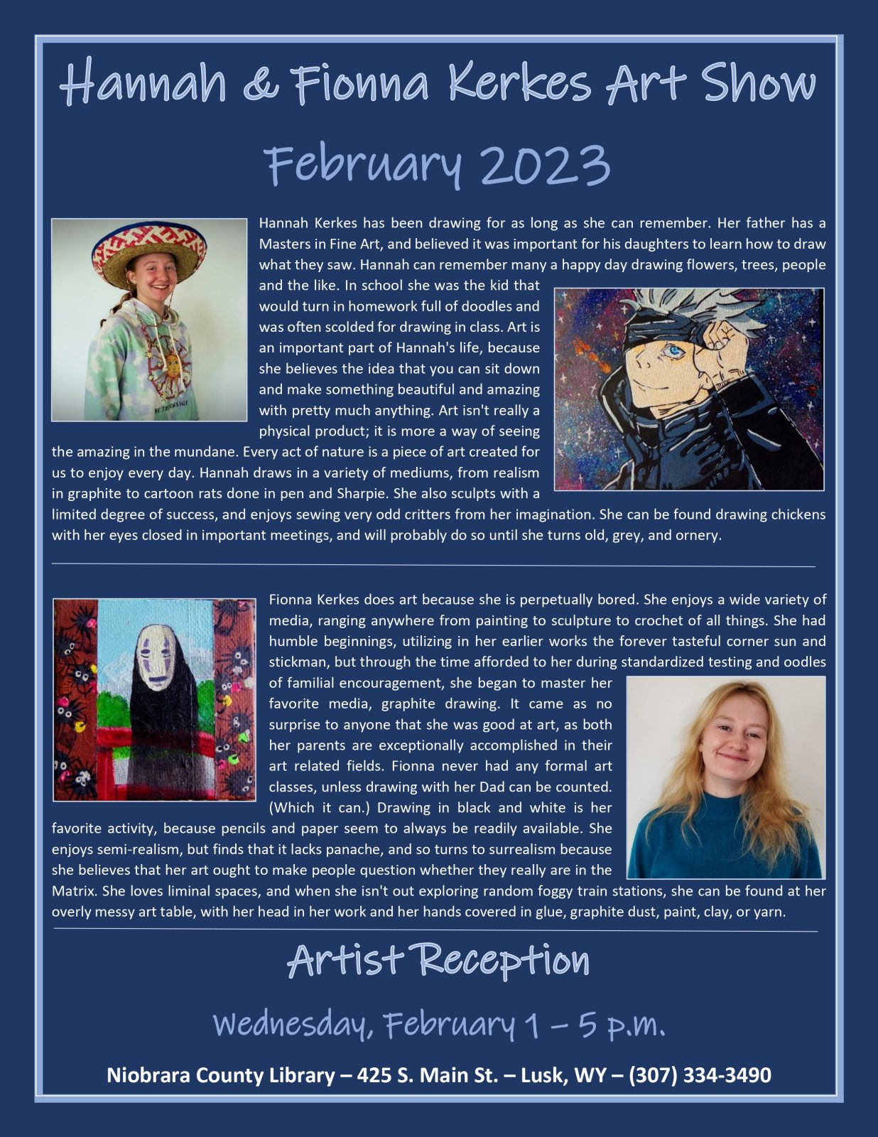 Hannah & Fionna Kerkes Art Show Niobrara County Library