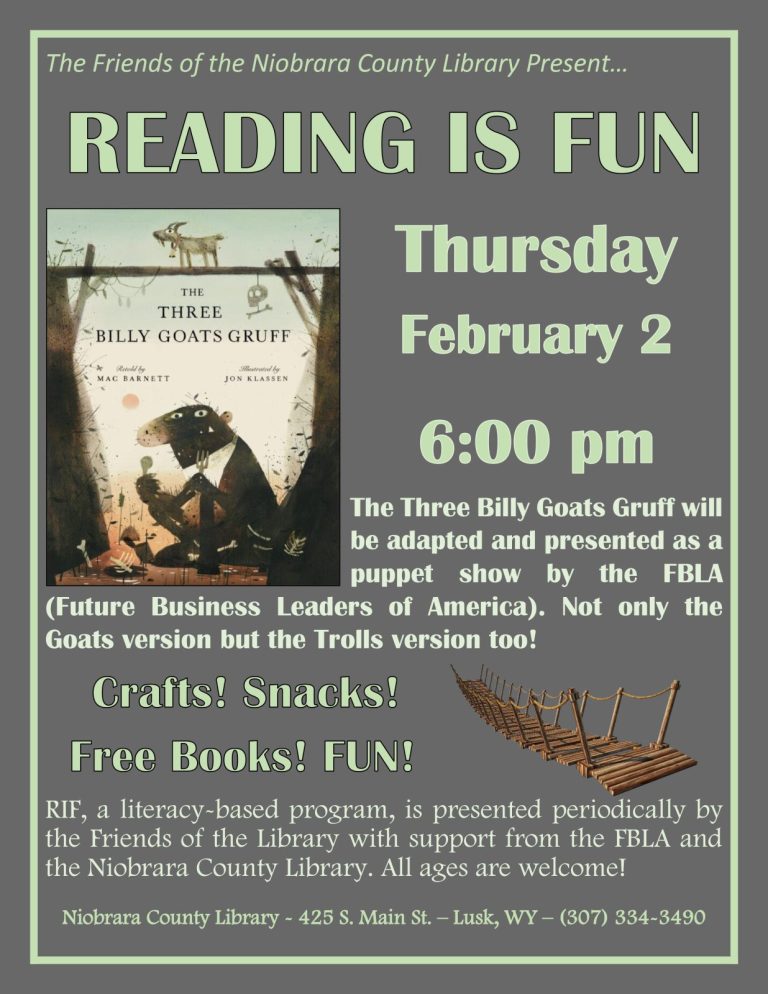 RIF (Reading Is FUN) - Three Billy Goats Gruff & Trolls too! - Niobrara ...