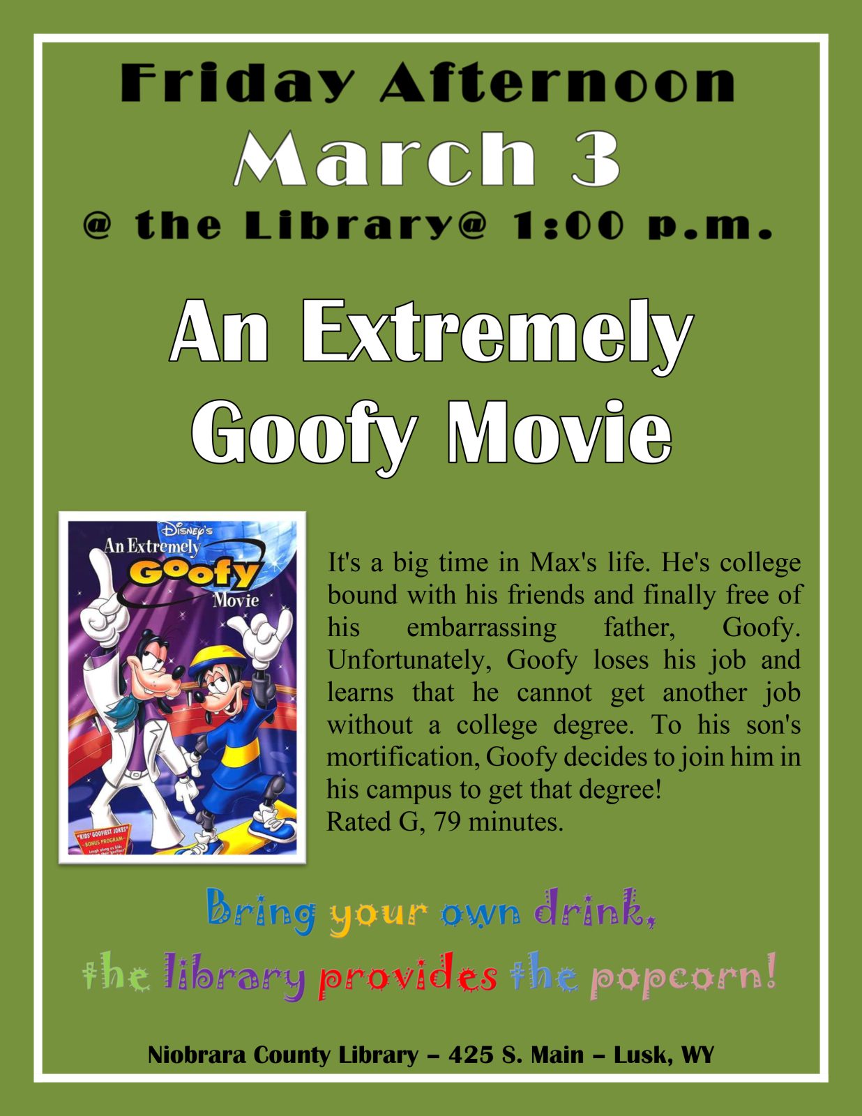 Friday Movie An Extremely Goofy Movie Niobrara County Library